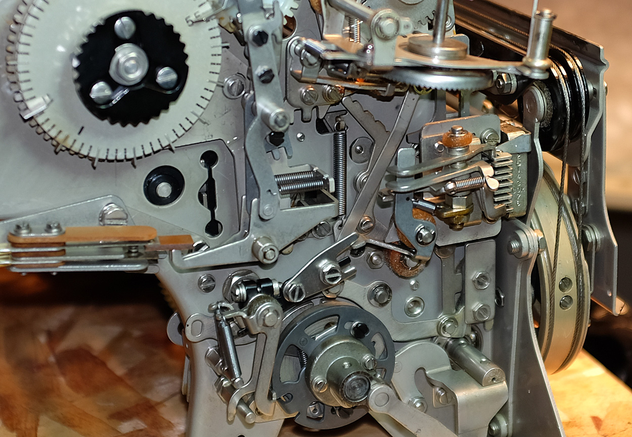 Left side view of a Teletype Model 35 typing unit.
