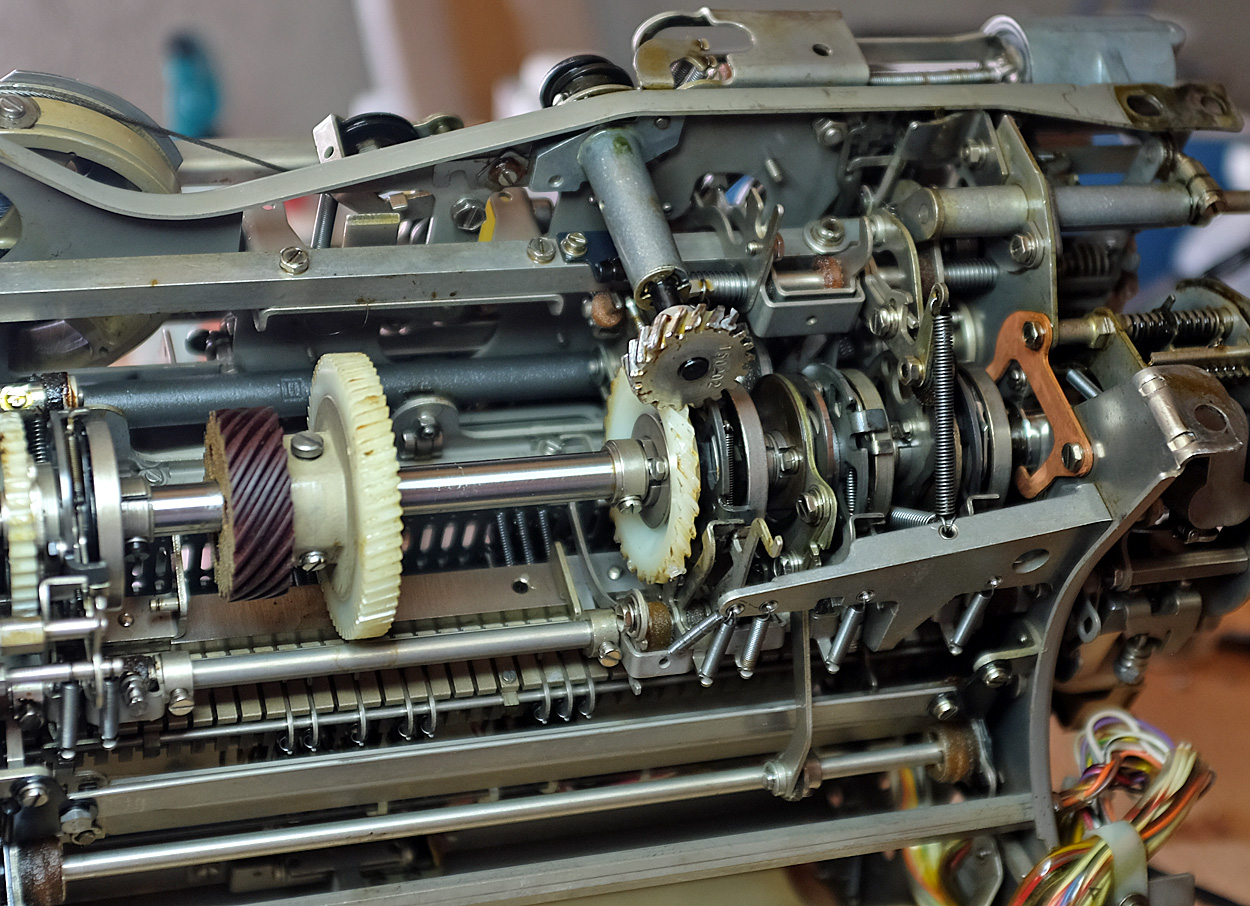 Underside view of Teletype Model 35 typing unit.